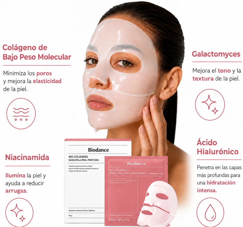 Glass Sking - Pack 4 Máscarillas de Bio-Colágeno Coreano Biodance