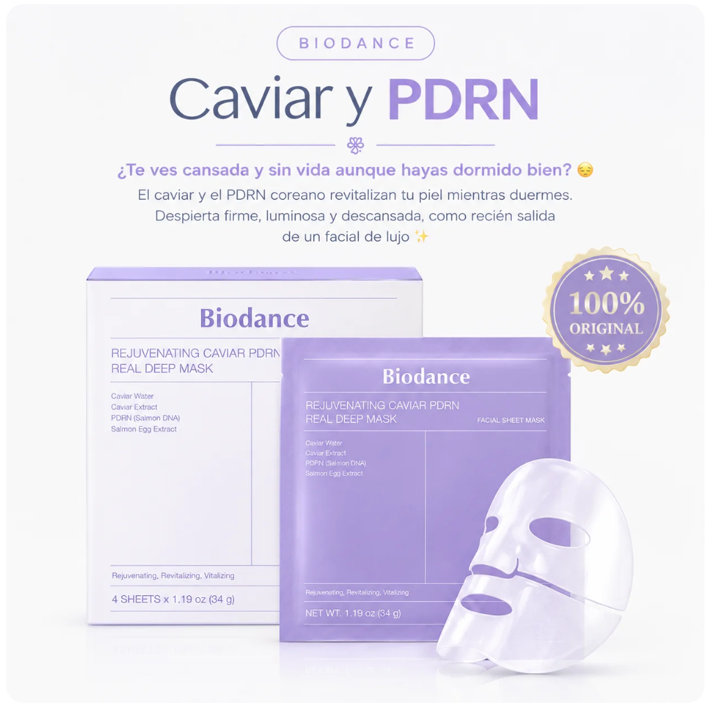 Pack 4 Máscarillas de Caviar y PDRN Coreano Biodance