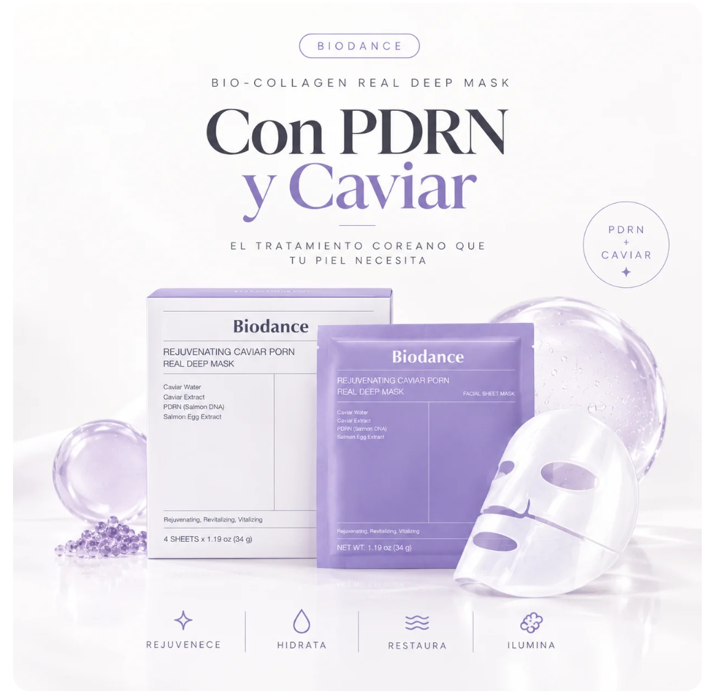 Pack 4 Máscarillas de Caviar y PDRN Coreano Biodance